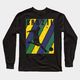 Vintage Grunge Brazil Football - Futbol Long Sleeve T-Shirt